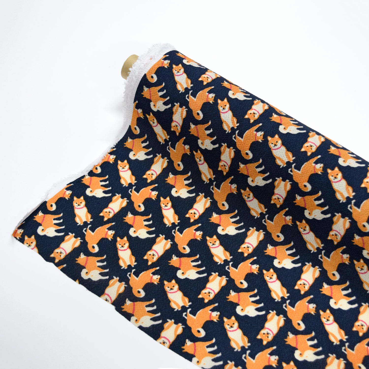 Kyo-Yuzen Rayon Chirimen Fabric - Shiba-inu [28" Width] LS-011-1