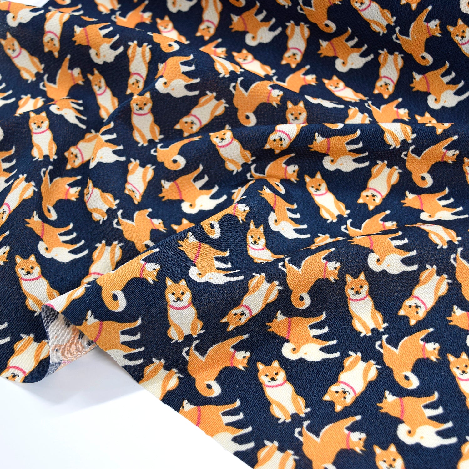 Kyo-Yuzen Rayon Chirimen Fabric - Shiba-inu [28" Width] LS-011-1