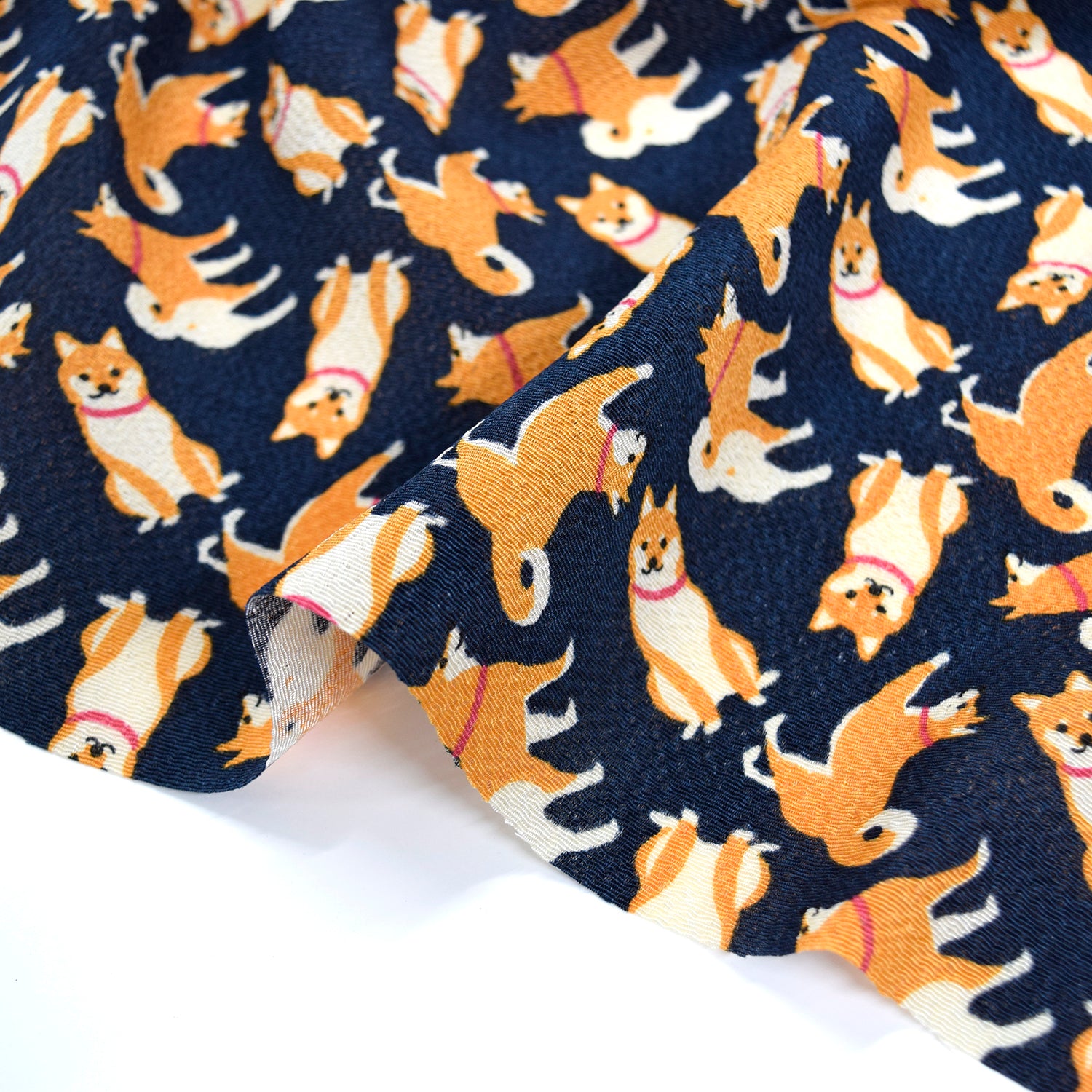 Kyo-Yuzen Rayon Chirimen Fabric - Shiba-inu [28" Width] LS-011-1