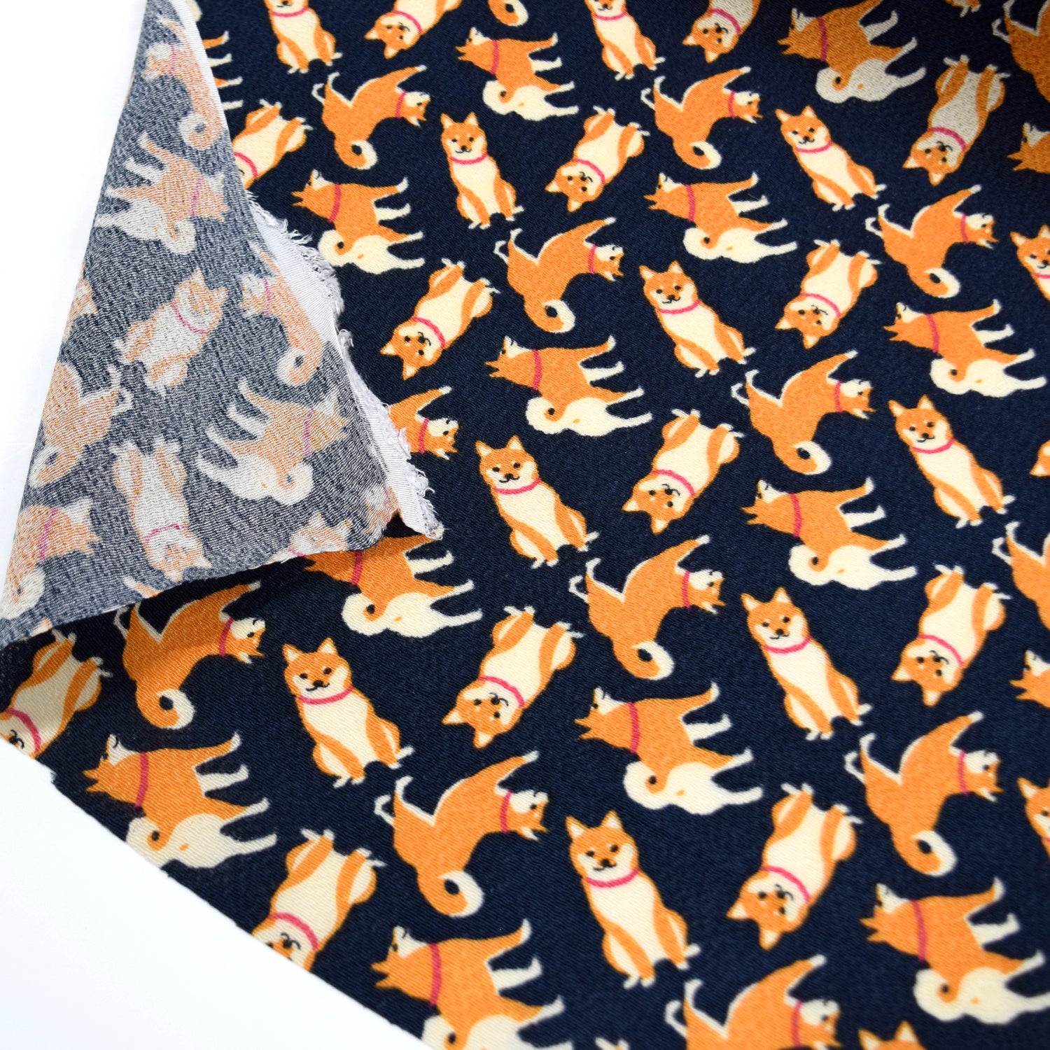 Kyo-Yuzen Rayon Chirimen Fabric - Shiba-inu [28" Width] LS-011-1