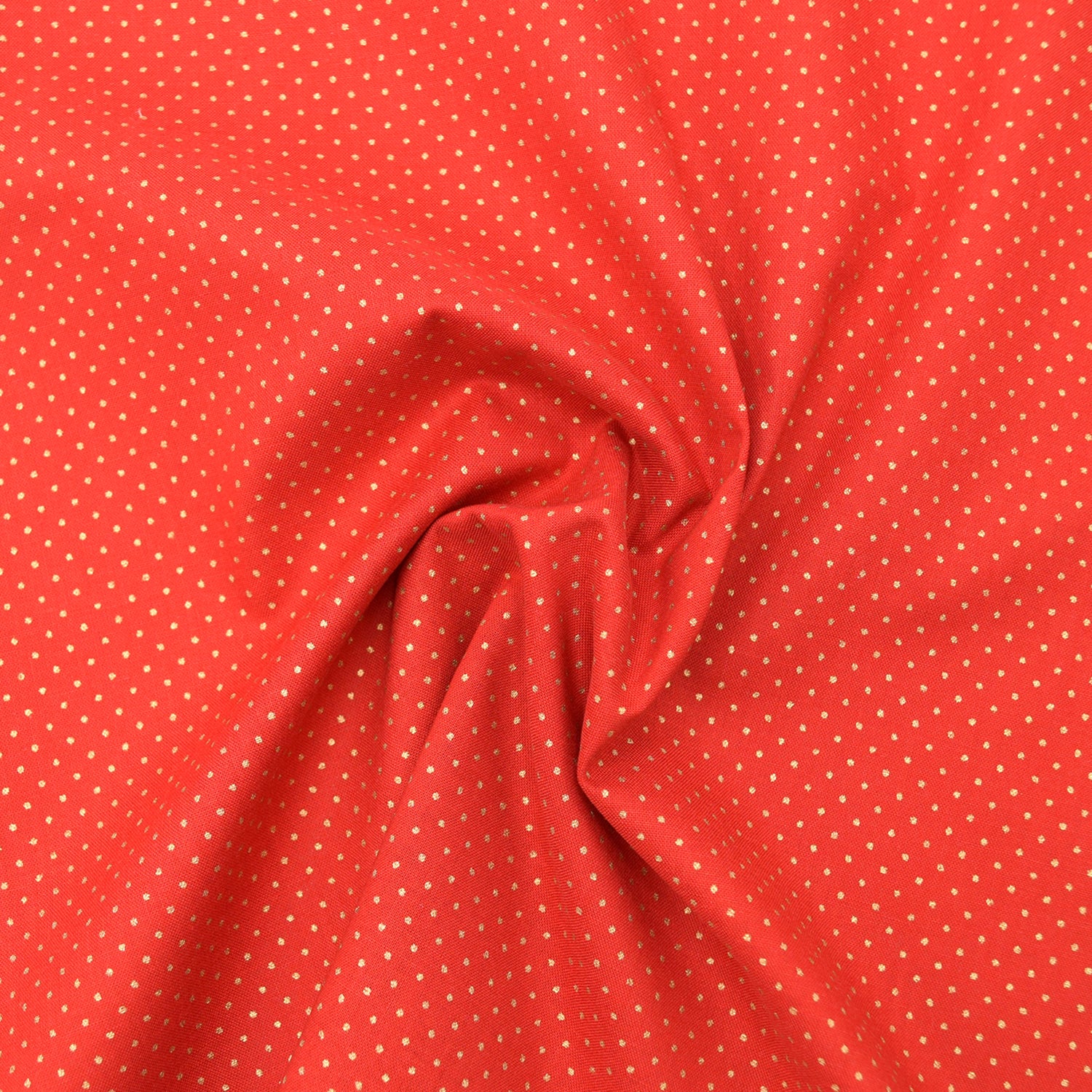 Glittery Dot Cotton Shirting - Red