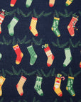 Christmas Stocking Cotton Shirting - Navy