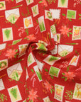 Christmas Letter Cotton Shirting - Red
