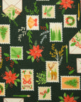Christmas Letter Cotton Shirting - Green