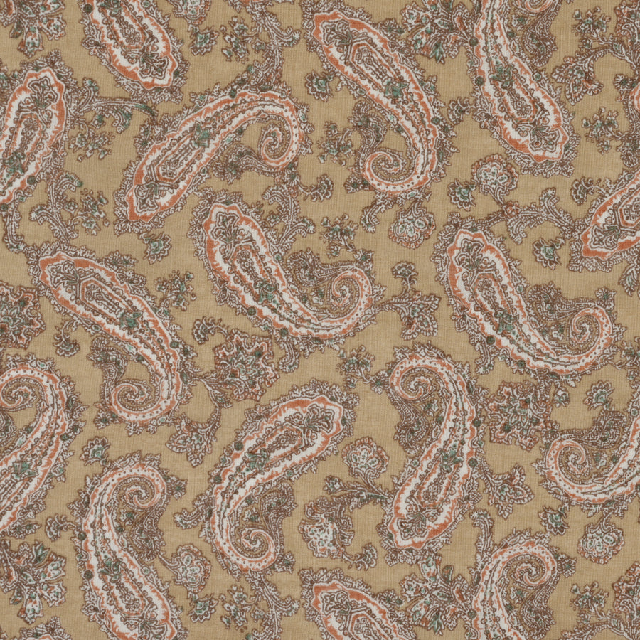 Vintage Paisley Block Print-inspired Cotton Voile