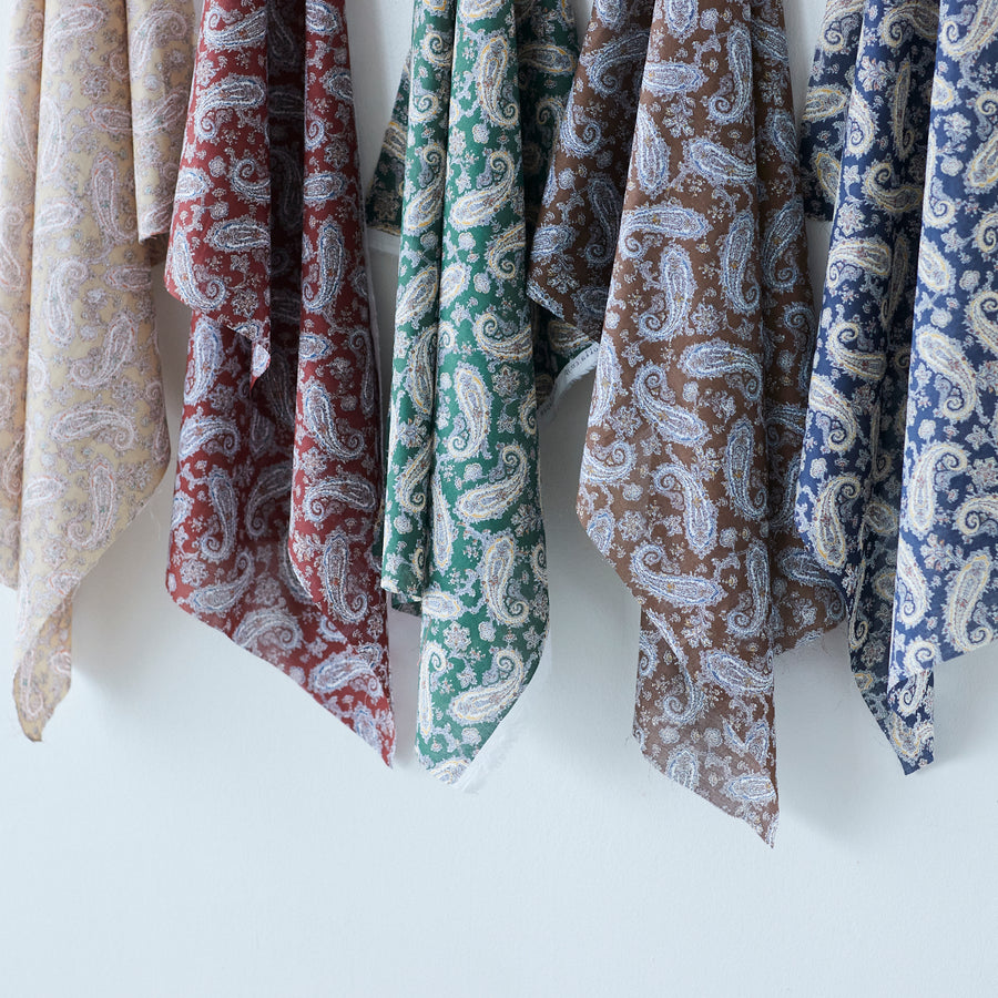 Vintage Paisley Block Print-inspired Cotton Voile