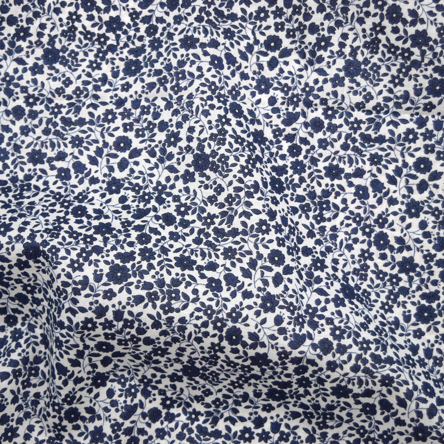Flownny Petit Flowers Cotton Lawn - White x Blue NFA-1040-43