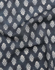 Vintage Floral Silhouette Block Print-inspired Cotton Lawn - Grey NFA-3100-102