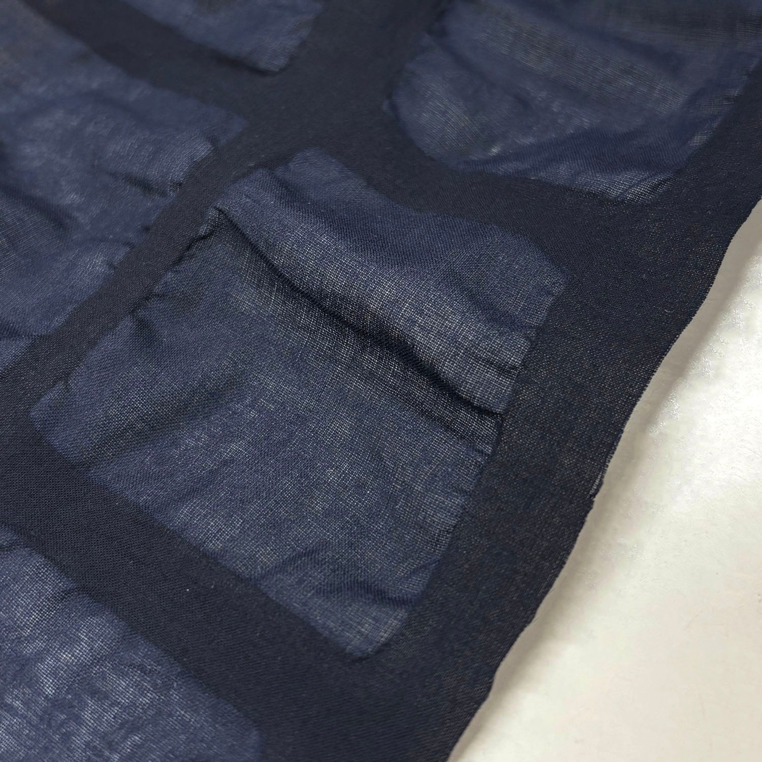 Waffle Big Square Textured Cotton Lawn - Navy