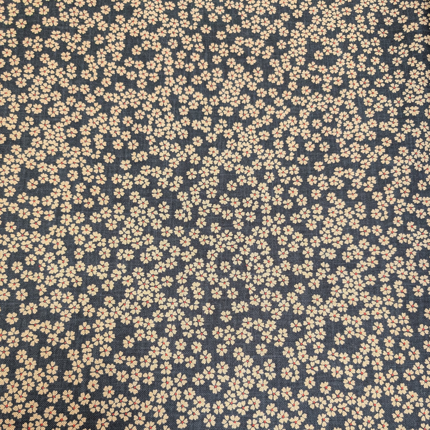 Slub Yarn Cherry Blossom Indigo-Style Print