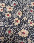 Slub Yarn Camellia Indigo-Style Print