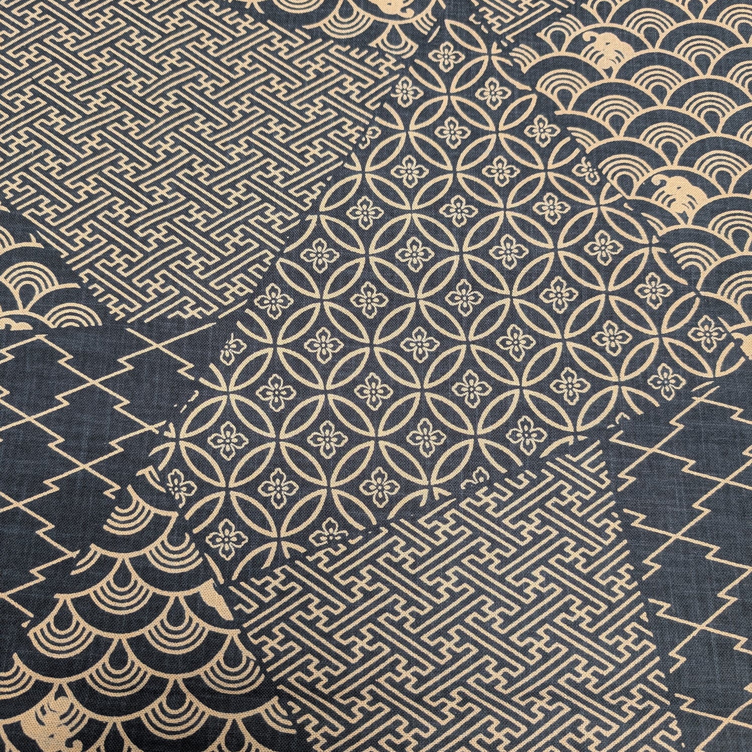 Hand-dyed Japanese Pattern Cotton Slub Fabric KP-7090-9