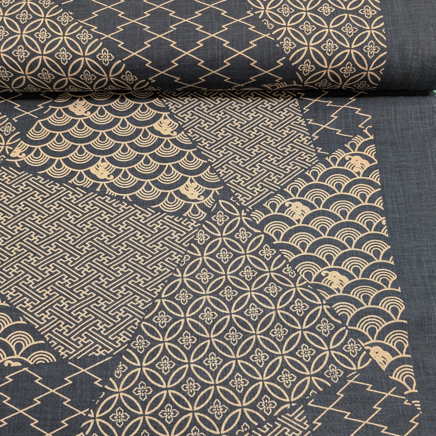 Hand-dyed Japanese Pattern Cotton Slub Fabric KP-7090-9