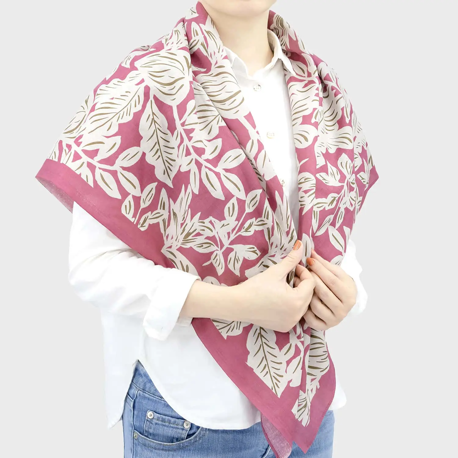 [Kokka Lifestyle] Water-repellent Leaves Prints Furoshiki - Pink