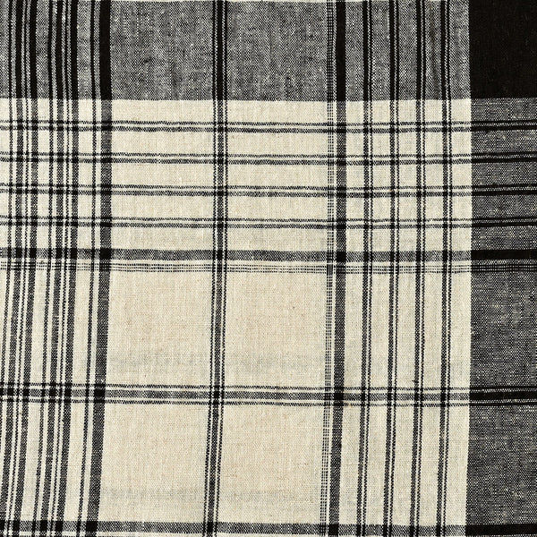 Yarn Dyed Linen Cotton Blend Banshu-ori Check Fabric - Off White x Black