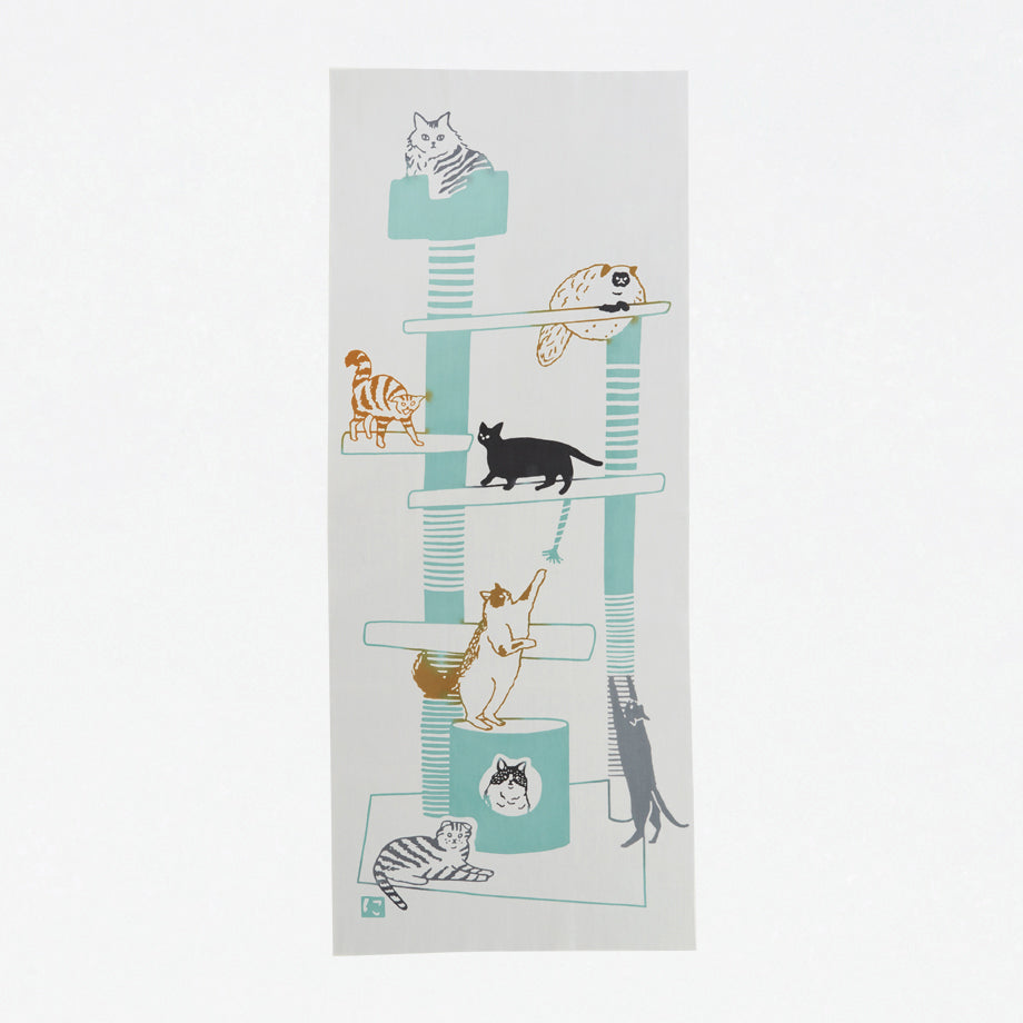 [Kokka Lifestyle] Nijiyura Cotton Tenugui - Cat Tower