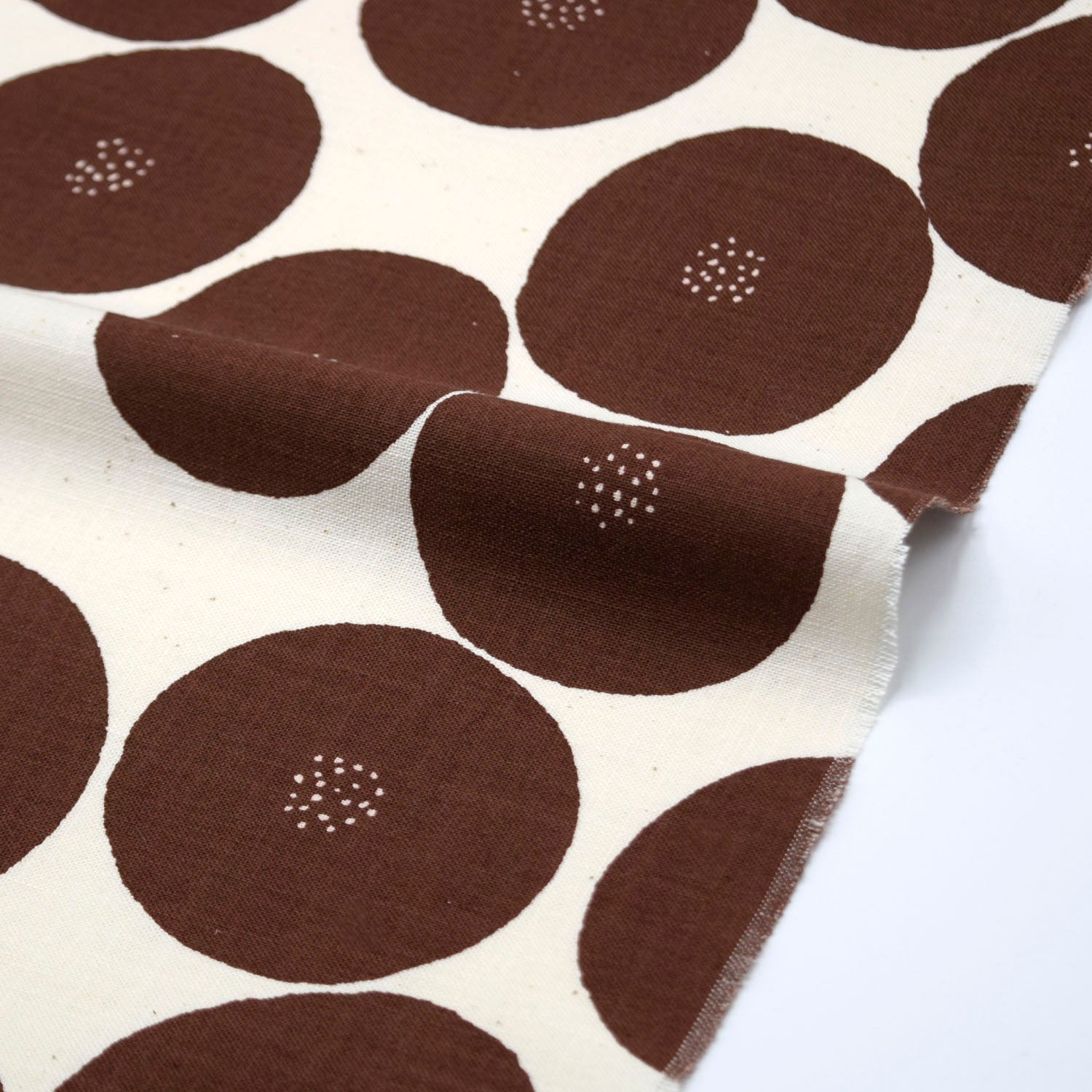 MUDDY WORKS Anpan Cotton Lightweight Canvas - White x Brown (Kokka Exclusive) EKX-1140