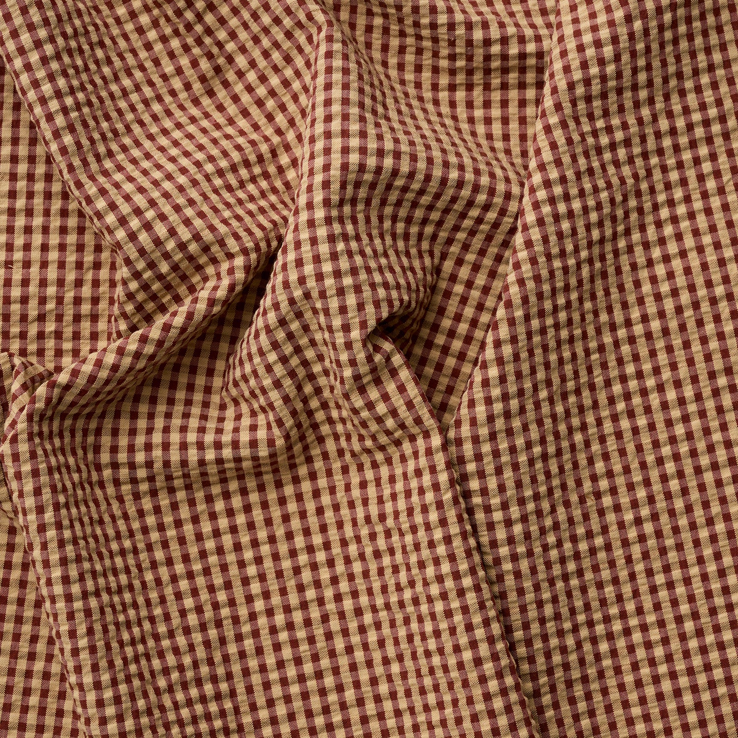 [Fabric Sample] Yarn Dyed Gingham Seersucker Organic Cotton Fabric