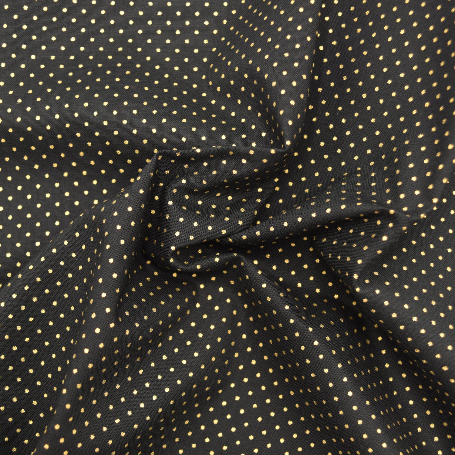 Glittery Dot Cotton Shirting - Black