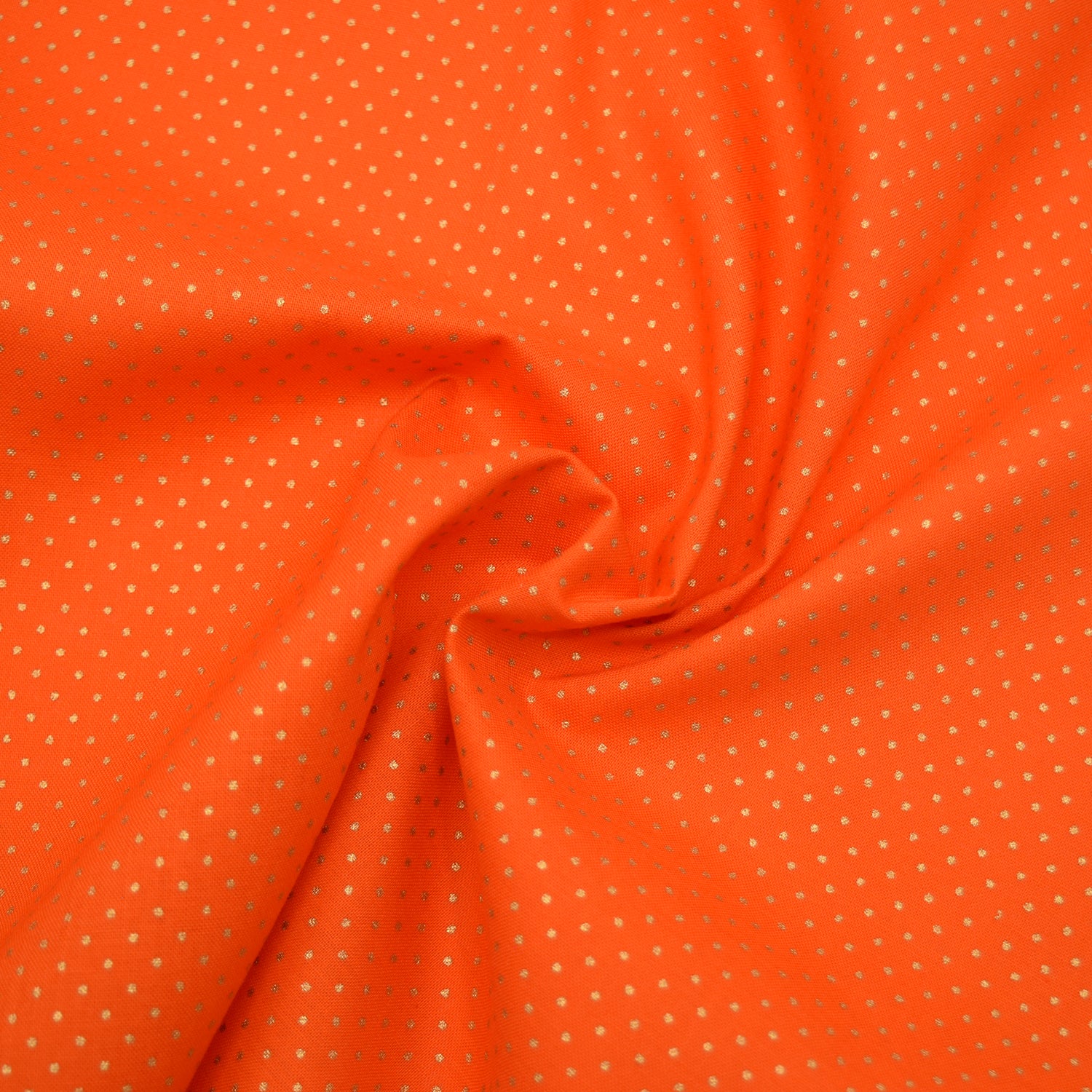 Glittery Dot Cotton Shirting - Orange