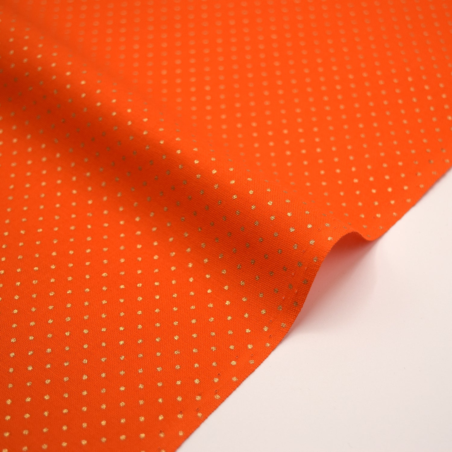 Glittery Dot Cotton Shirting - Orange