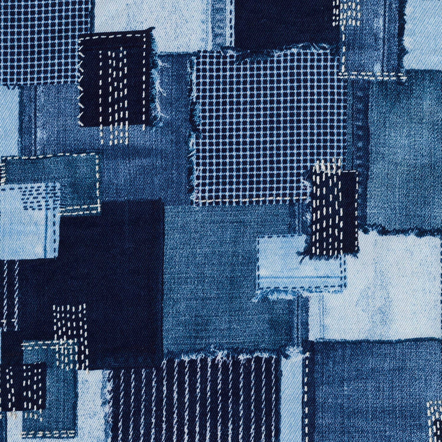 Sashiko Patchwork Print Cotton Twill YGA-89020-1