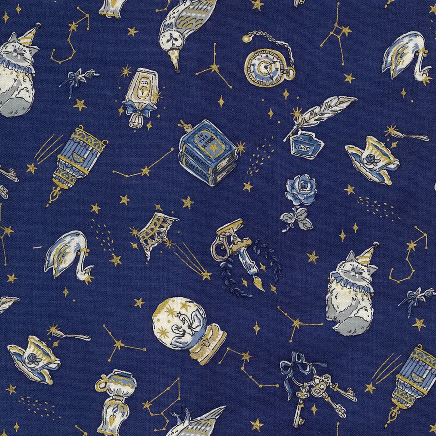 [Fabric Sample] Constellation Cats Cotton Sheeting