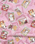 Tarot Cats Cotton Sheeting - Pink