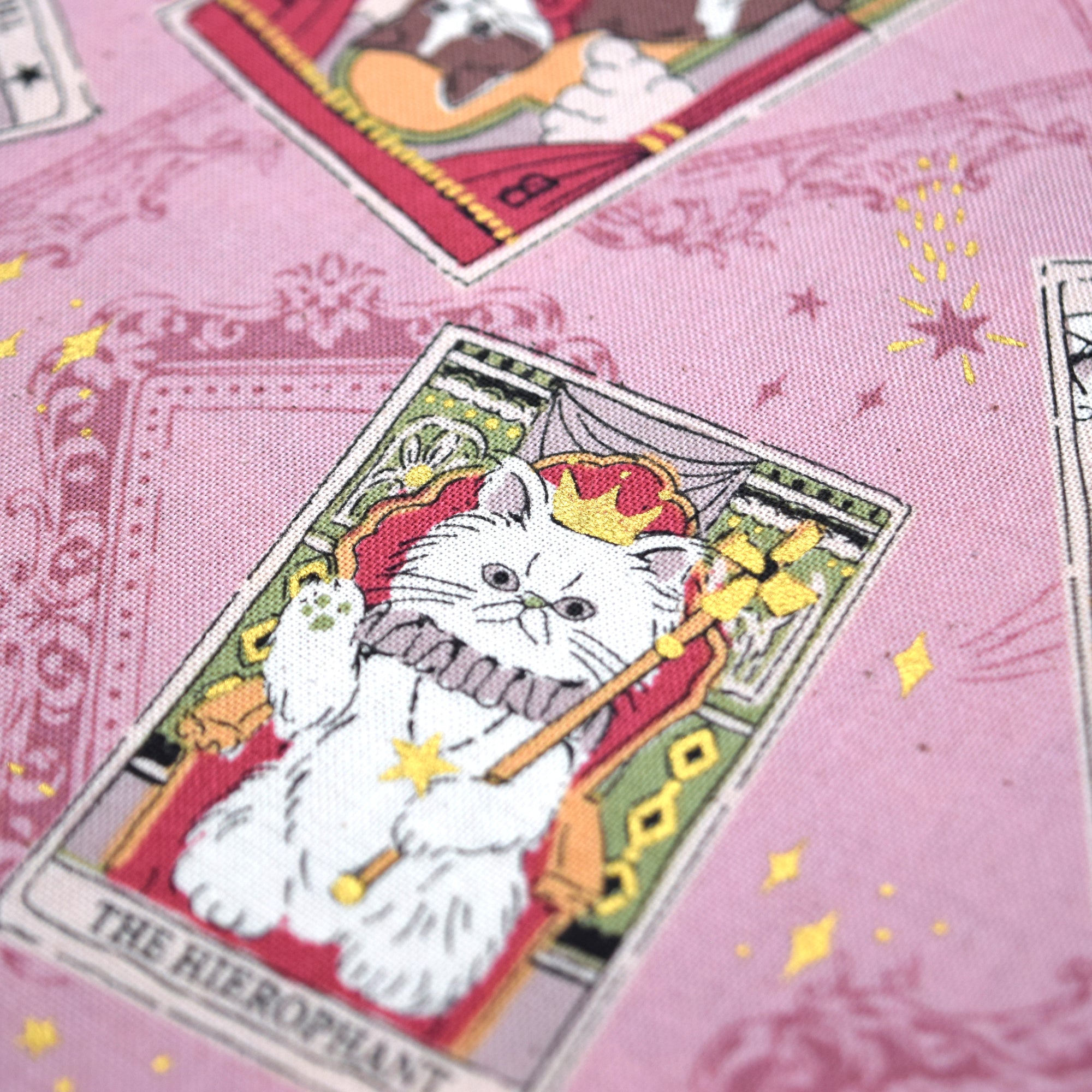 Tarot Cats Cotton Sheeting - Pink