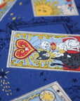 Tarot Cats Cotton Sheeting - Blue