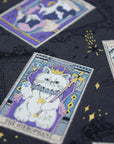 Tarot Cats Cotton Sheeting - Black