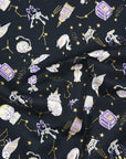 Constellation Cats Cotton Sheeting - Black