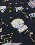 Constellation Cats Cotton Sheeting - Black