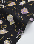 Constellation Cats Cotton Sheeting - Black