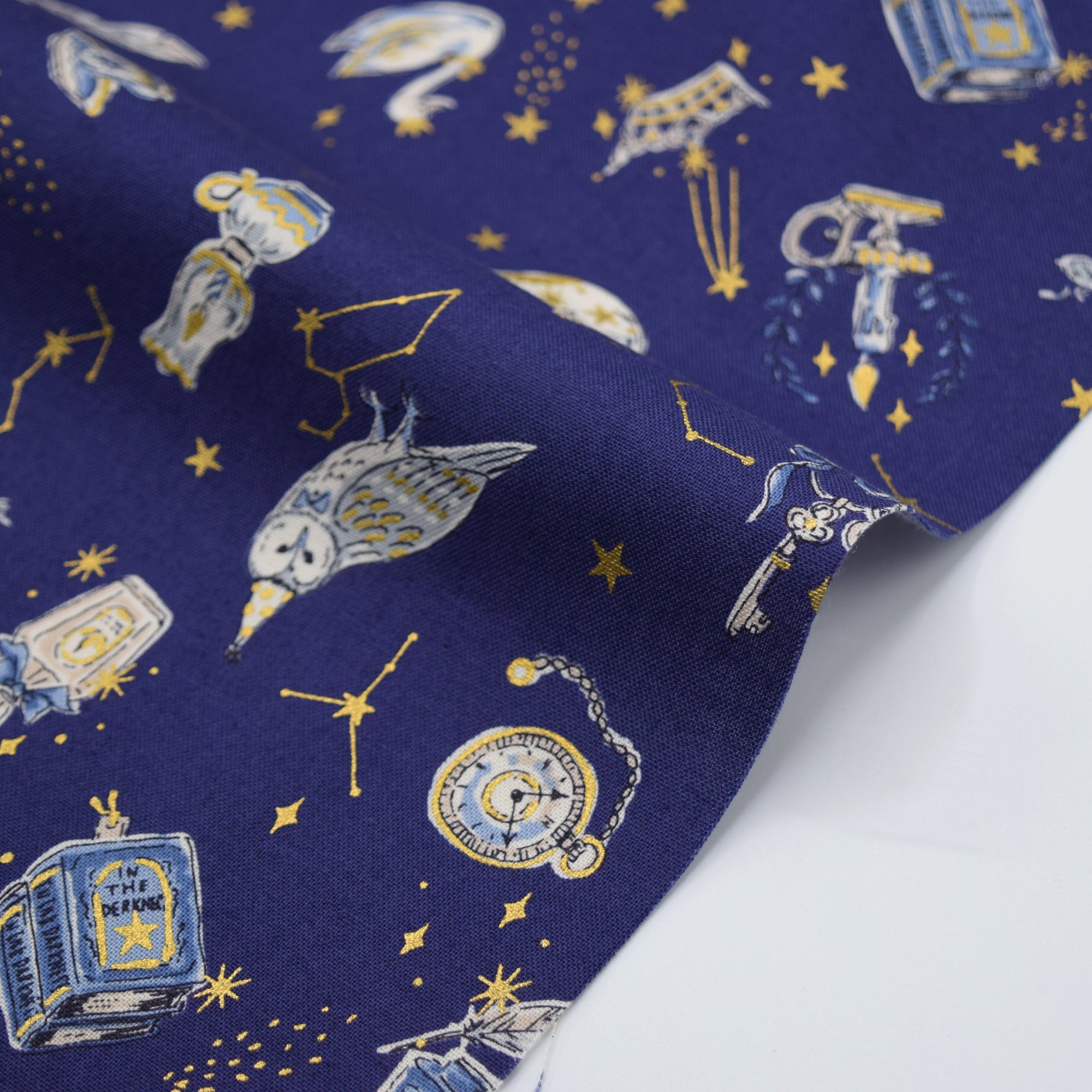 Constellation Cats Cotton Sheeting - Blue