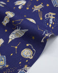 Constellation Cats Cotton Sheeting - Blue