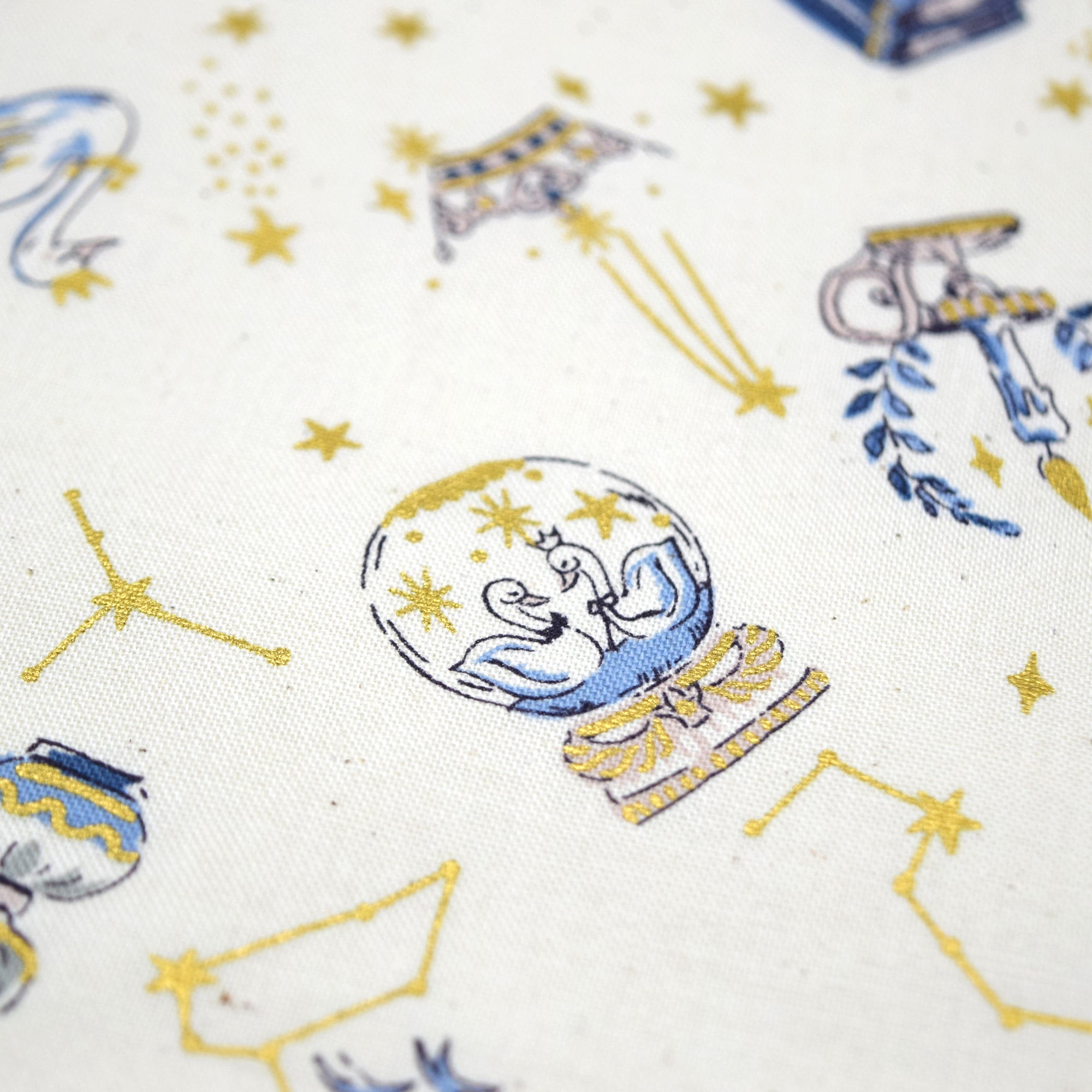 Constellation Cats Cotton Sheeting - White