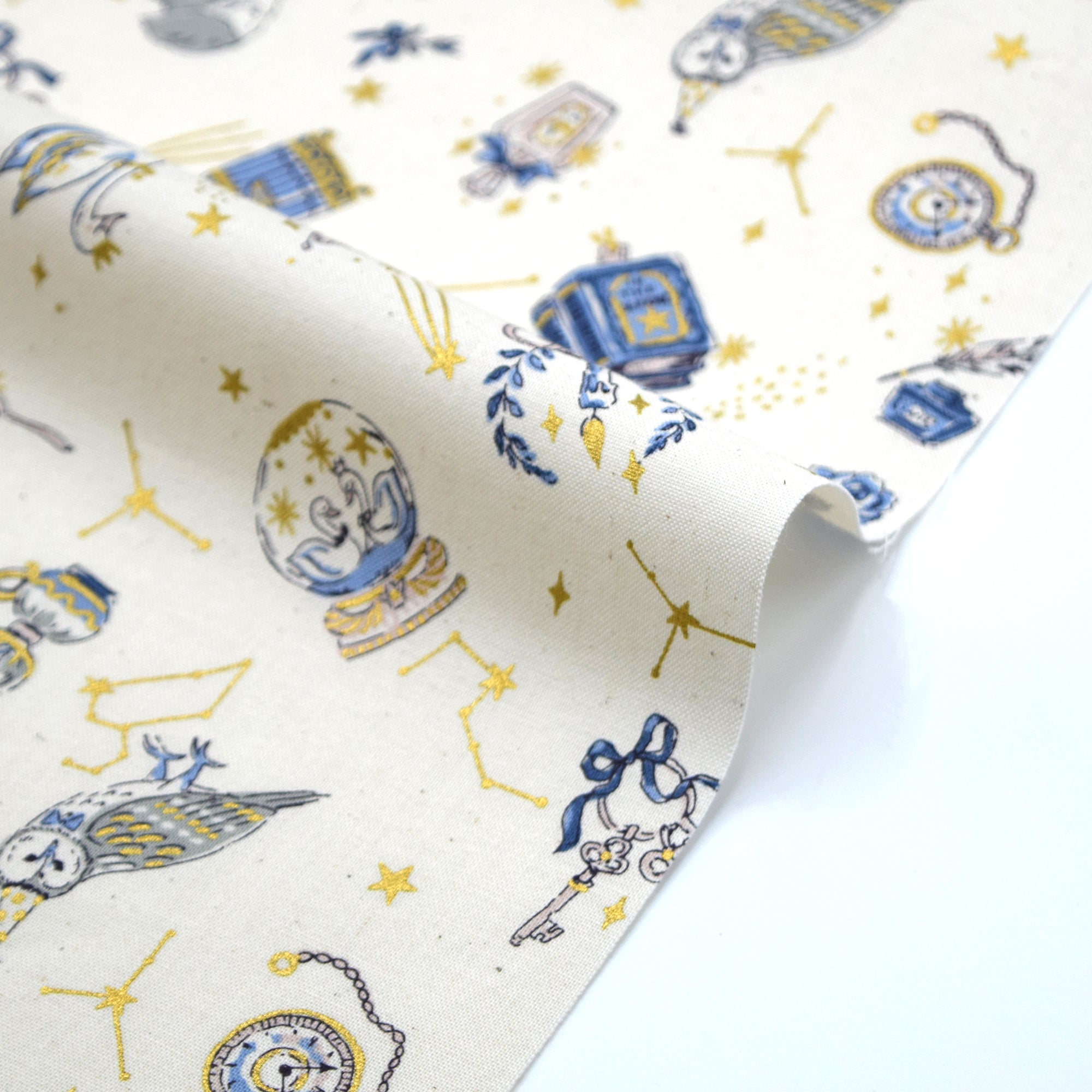 Constellation Cats Cotton Sheeting - White