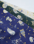 Constellation Cats Cotton Sheeting - Black