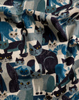 Art Animal Cats Cotton Linen Canvas - Blue YGA-91060-1