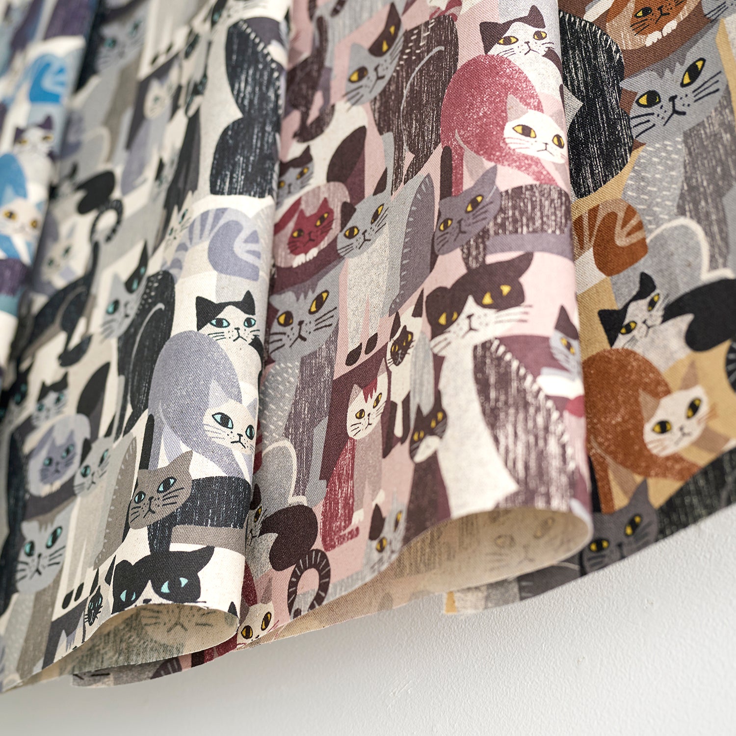 Art Animal Cats Cotton Linen Canvas - Pink YGA-91060-1