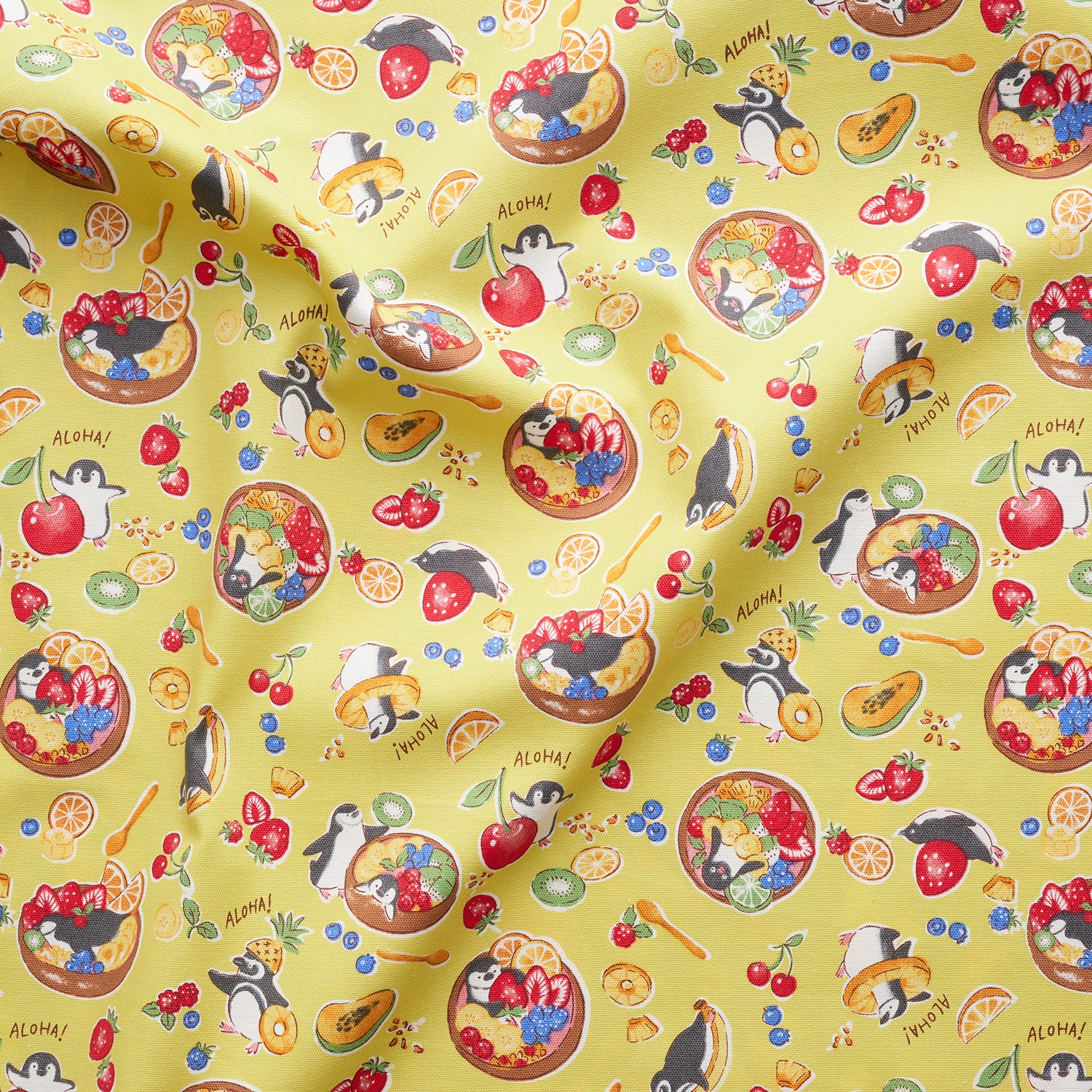 Delicious Animal Acai Bowl Penguin Cotton Oxford - Yellow YGA-91070-2