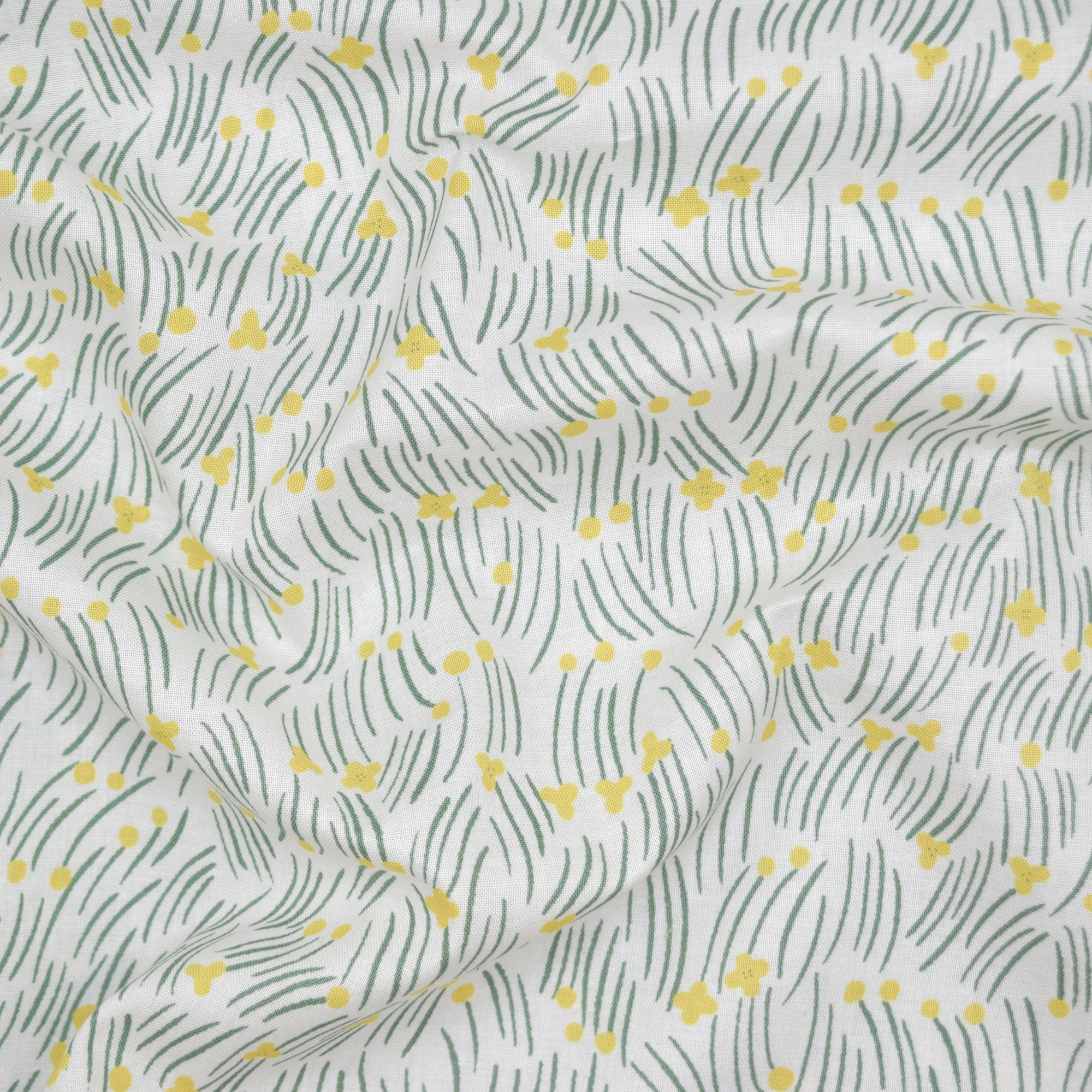 Floral Cool Breeze Cotton Sheeting - White YGA-91100-1