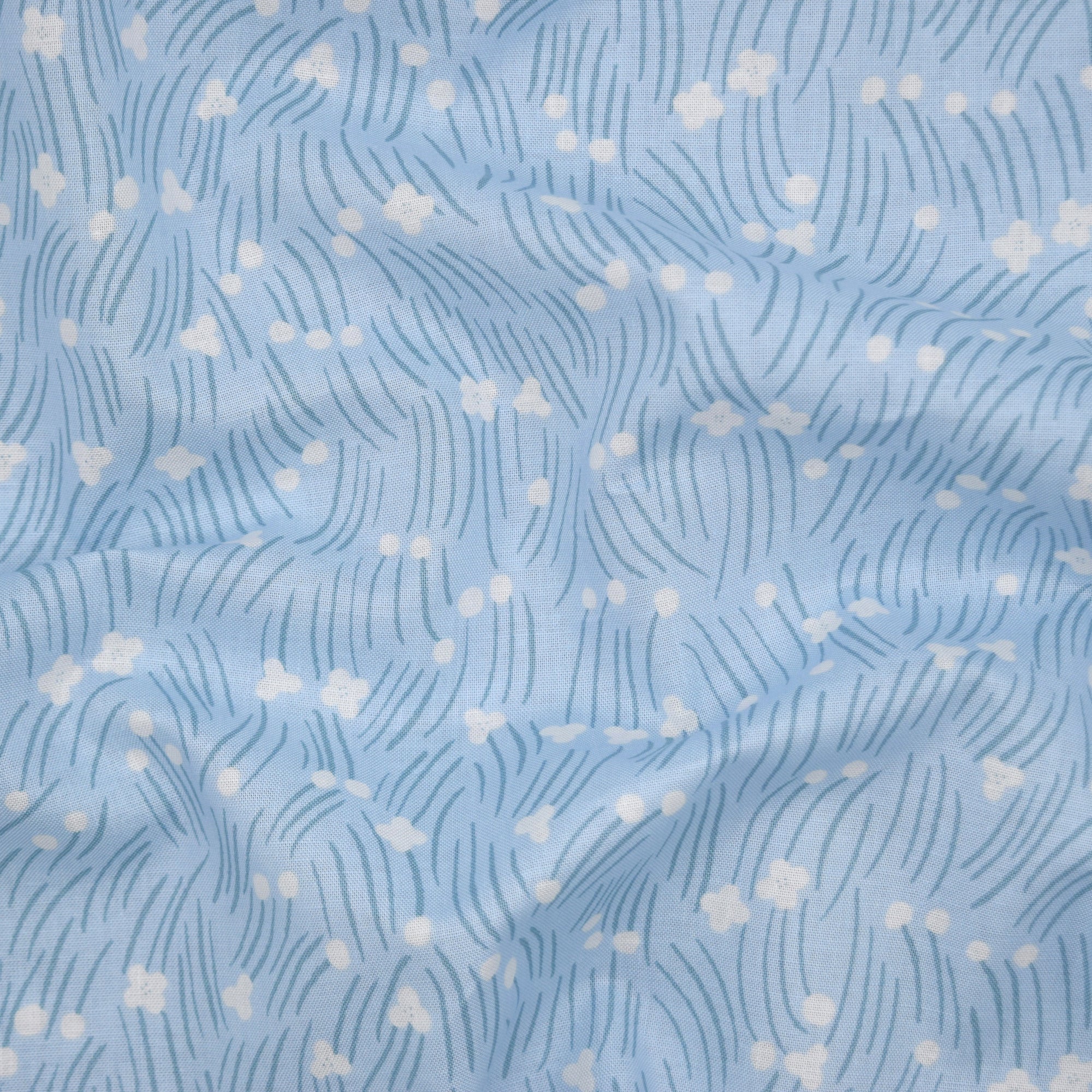 Floral Cool Breeze Cotton Sheeting - Sax Blue YGA-91100-1