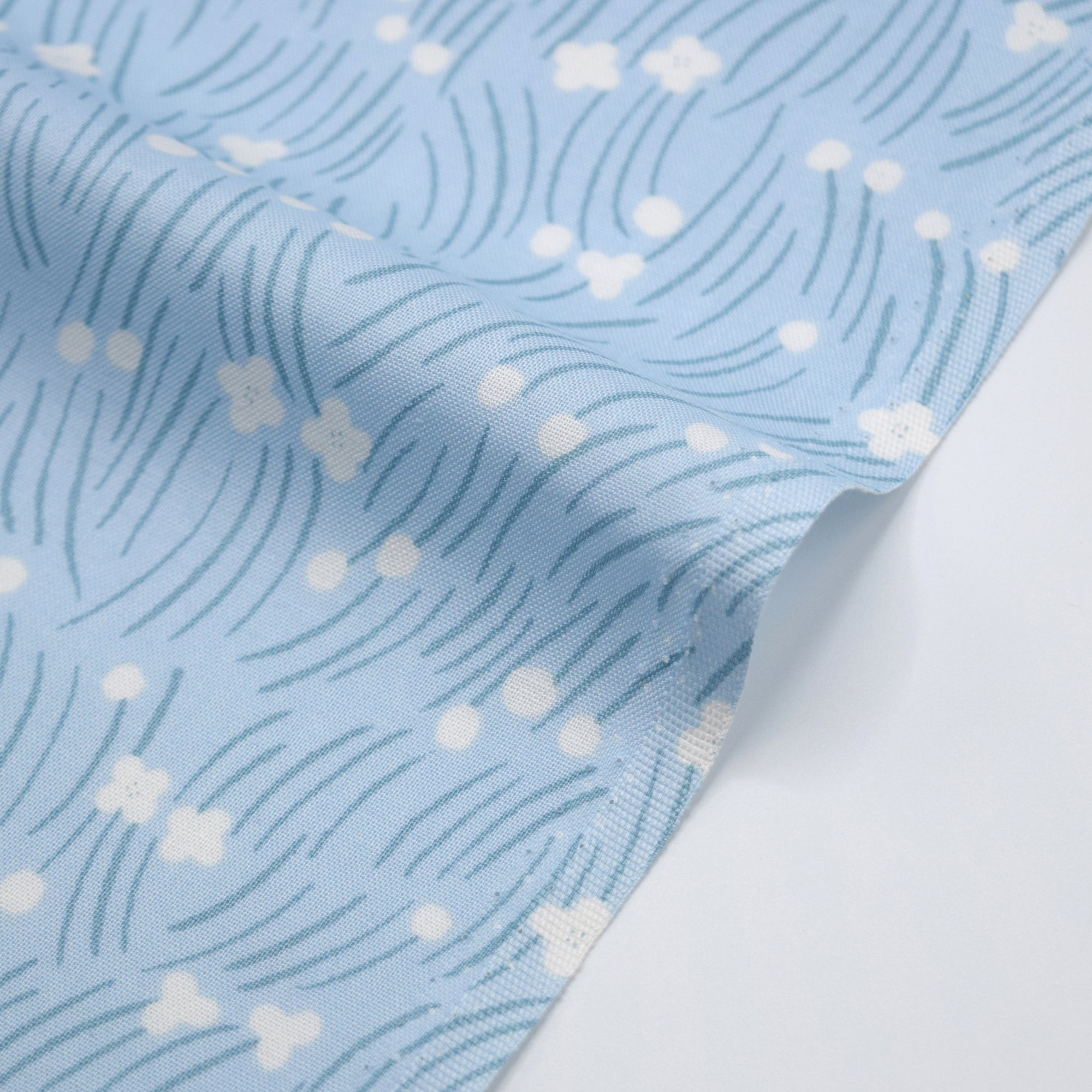Floral Cool Breeze Cotton Sheeting - Sax Blue YGA-91100-1