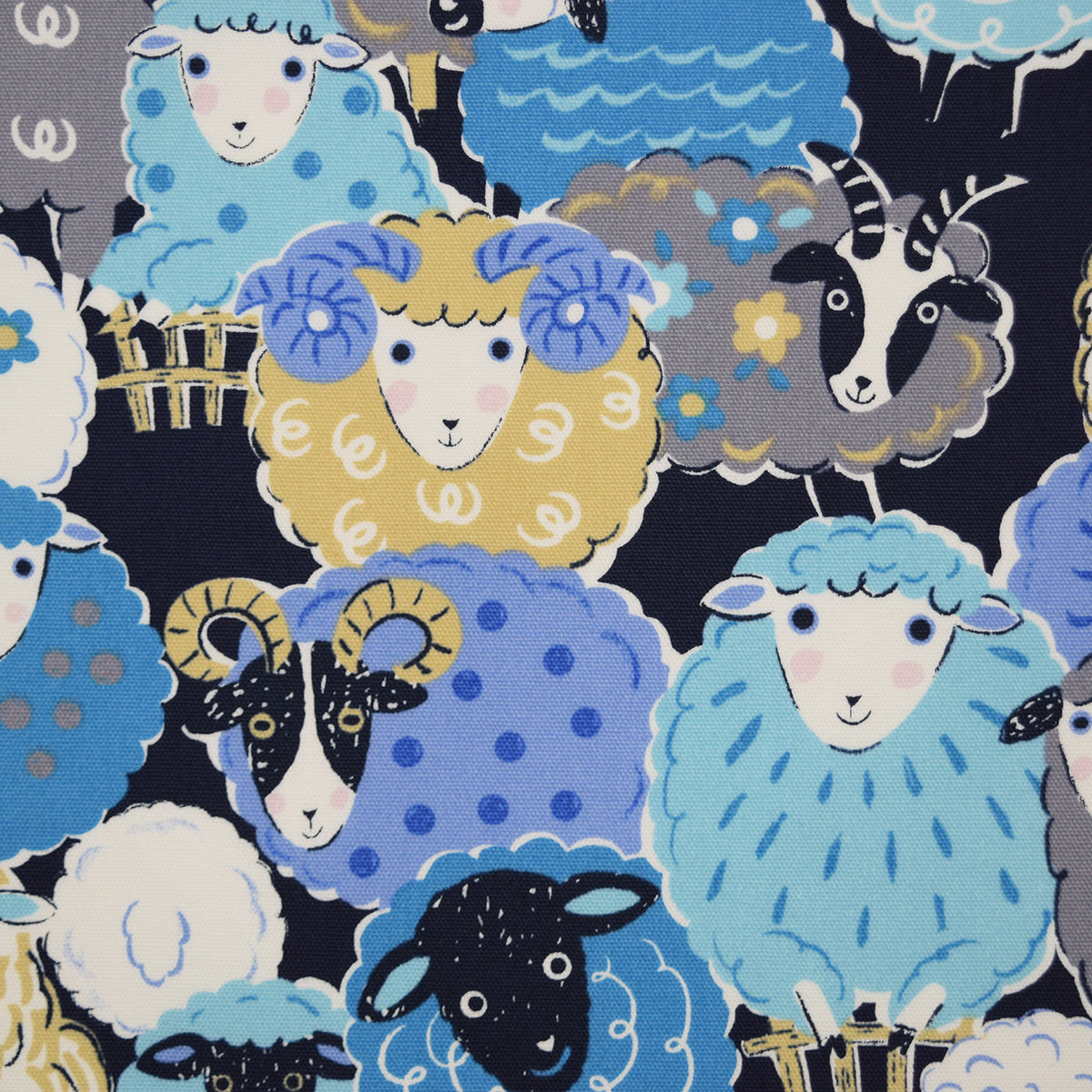 Powerful Animal Sheep Cotton Oxford - Navy