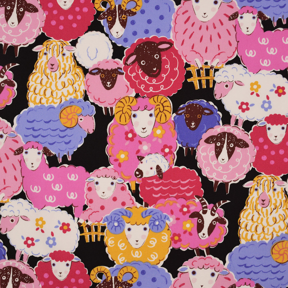 Powerful Animal Sheep Cotton Oxford - Black