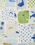 Sea Animals Cotton Dobby - White