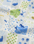 Sea Animals Cotton Dobby - White