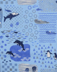 Sea Animals Cotton Dobby - Blue